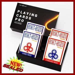Rokt & Razo Playing Cards 4 Deck Casino Grade Jumbo Standard Index Blackcore New